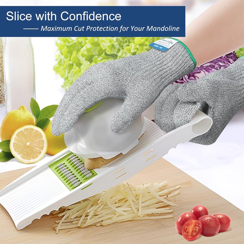 Dowellife Cut Resistant Gloves A9 Maximum Protection - Food Grade Kitchen & Chef Gloves for Food Prep, Knife Cutting, Mandoline Slicing, Butcher, Oyster Shucking, Fish Handling (Medium, 2 Pairs) - Image 4